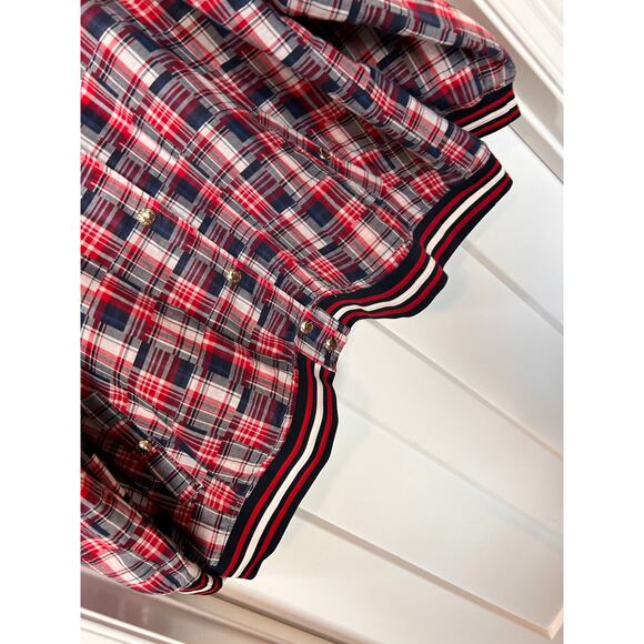 Tommy Hilfiger Womens Plaid Patchwork Varsity Jacket Colorful Multicolor Size 2X - Picture 4 of 12